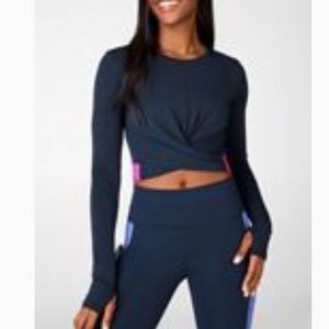 Fabletics Navy Long Sleeve Twist Top NWT